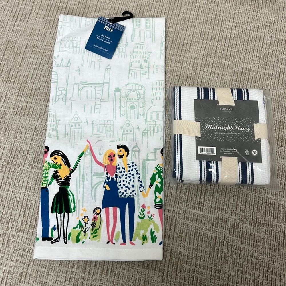Pier 1 tea towel and Grove kitchen towel